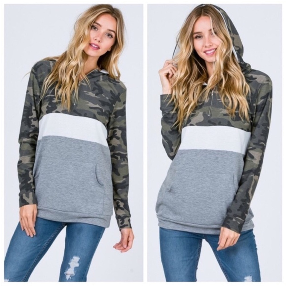 🌟RESTOCKED!🌟Camo Color Block Hoodie - Picture 2 of 8
